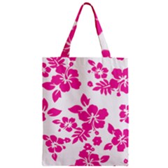Hibiscus Pattern Pink Zipper Classic Tote Bag by GrowBasket