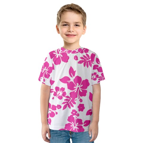 Hibiscus Pattern Pink Kids  Sport Mesh Tee by GrowBasket