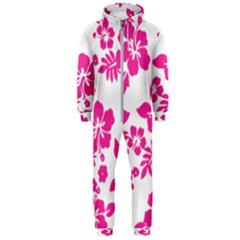 Hibiscus Pattern Pink Hooded Jumpsuit (men) 