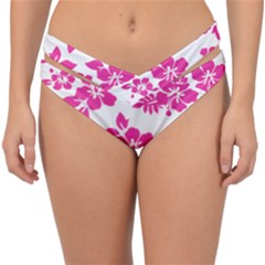 Hibiscus Pattern Pink Double Strap Halter Bikini Bottom by GrowBasket