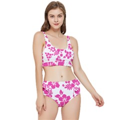 Hibiscus Pattern Pink Frilly Bikini Set by GrowBasket