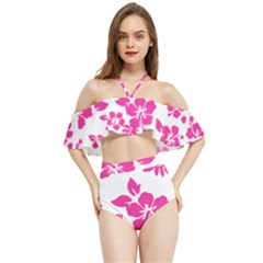 Hibiscus Pattern Pink Halter Flowy Bikini Set  by GrowBasket