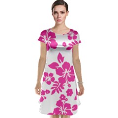 Hibiscus Pattern Pink Cap Sleeve Nightdress by GrowBasket