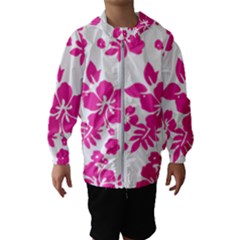 Hibiscus Pattern Pink Kids  Hooded Windbreaker by GrowBasket