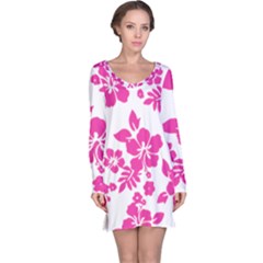 Hibiscus Pattern Pink Long Sleeve Nightdress by GrowBasket