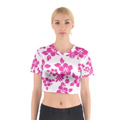 Hibiscus Pattern Pink Cotton Crop Top by GrowBasket