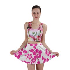 Hibiscus Pattern Pink Mini Skirt by GrowBasket