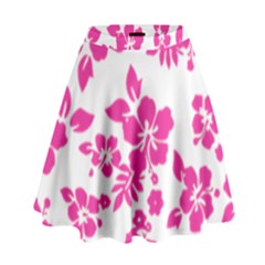 Hibiscus Pattern Pink High Waist Skirt by GrowBasket