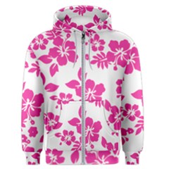 Hibiscus Pattern Pink Men s Zipper Hoodie by GrowBasket