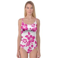 Hibiscus Pattern Pink Camisole Leotard  by GrowBasket