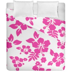Hibiscus Pattern Pink Duvet Cover Double Side (california King Size) by GrowBasket