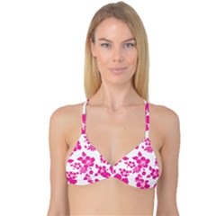 Hibiscus Pattern Pink Reversible Tri Bikini Top by GrowBasket
