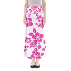 Hibiscus Pattern Pink Full Length Maxi Skirt by GrowBasket