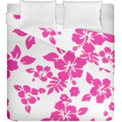 Hibiscus Pattern Pink Duvet Cover Double Side (king Size) by GrowBasket