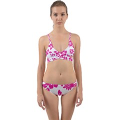 Hibiscus Pattern Pink Wrap Around Bikini Set by GrowBasket