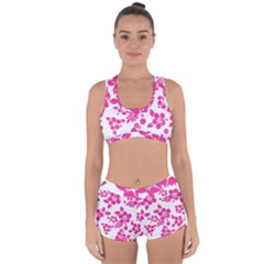Hibiscus Pattern Pink Racerback Boyleg Bikini Set by GrowBasket
