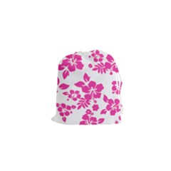 Hibiscus Pattern Pink Drawstring Pouch (xs) by GrowBasket