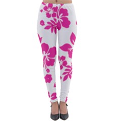 Hibiscus Pattern Pink Lightweight Velour Leggings by GrowBasket