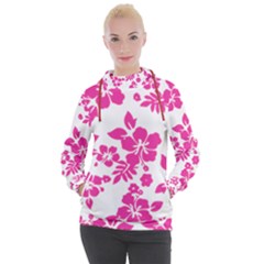 Hibiscus Pattern Pink Women s Hooded Pullover by GrowBasket