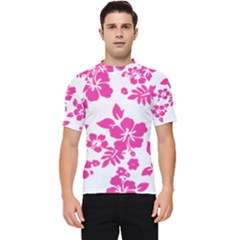 Hibiscus Pattern Pink Men s Short Sleeve Rash Guard by GrowBasket