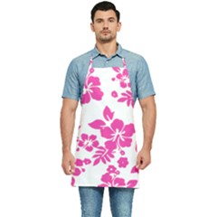 Hibiscus Pattern Pink Kitchen Apron by GrowBasket