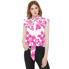 Hibiscus Pattern Pink Frill Detail Shirt by GrowBasket