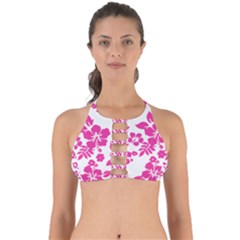 Hibiscus Pattern Pink Perfectly Cut Out Bikini Top by GrowBasket