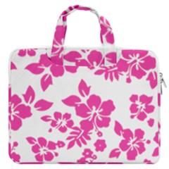 Hibiscus Pattern Pink Macbook Pro Double Pocket Laptop Bag by GrowBasket