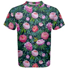 Delicate Watercolor Peony Men s Cotton Tee by SychEva