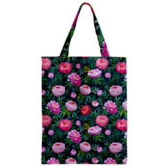 Delicate Watercolor Peony Zipper Classic Tote Bag by SychEva