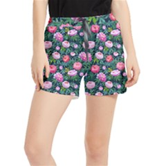 Delicate Watercolor Peony Runner Shorts by SychEva