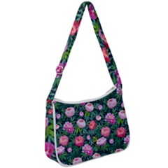 Delicate Watercolor Peony Zip Up Shoulder Bag by SychEva