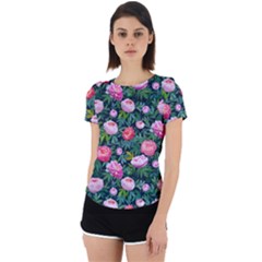 Delicate Watercolor Peony Back Cut Out Sport Tee by SychEva