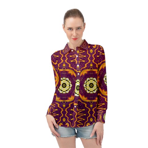 Tropical Twist Long Sleeve Chiffon Shirt by LW323