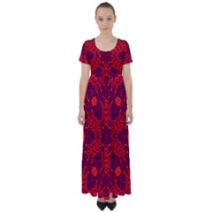 Red Rose High Waist Short Sleeve Maxi Dress by LW323