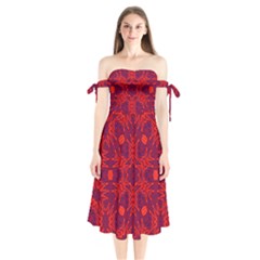 Red Rose Shoulder Tie Bardot Midi Dress by LW323