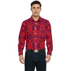 Red Rose Men s Long Sleeve Pocket Shirt  by LW323