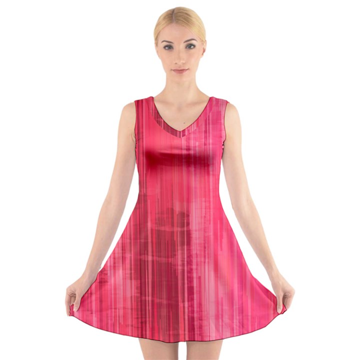 Pink V-Neck Sleeveless Dress