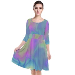 swirl  Quarter Sleeve Waist Band Dress