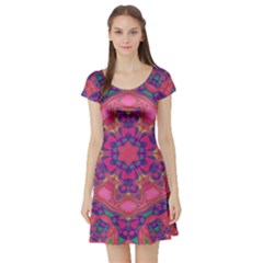 Springflower4 Short Sleeve Skater Dress by LW323