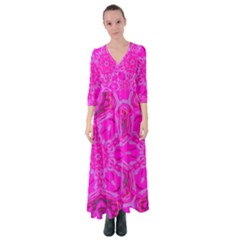 Purple Flower 2 Button Up Maxi Dress by LW323