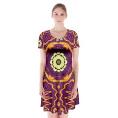 Tropical Twist Short Sleeve V-neck Flare Dress by LW323
