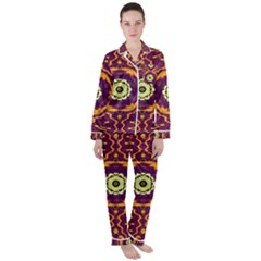 Tropical Twist Satin Long Sleeve Pajamas Set by LW323