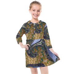 Ancient Seas Kids  Quarter Sleeve Shirt Dress by LW323