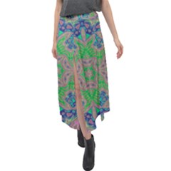 Spring Flower3 Velour Split Maxi Skirt