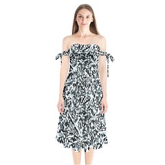 Beyond Abstract Shoulder Tie Bardot Midi Dress by LW323