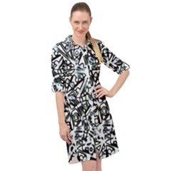 Beyond Abstract Long Sleeve Mini Shirt Dress by LW323