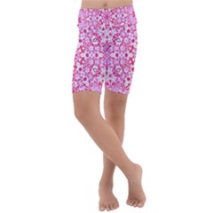 Pink Petals Kids  Lightweight Velour Cropped Yoga Leggings