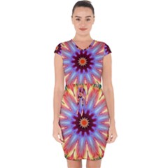 Passion Flower Capsleeve Drawstring Dress  by LW323