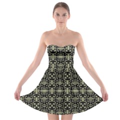 Geometric Textured Ethnic Pattern 1 Strapless Bra Top Dress by dflcprintsclothing